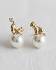 Cat Gemstone Drop Earrings