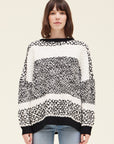 Lyra Black and Cream Striped Boucle Sweater