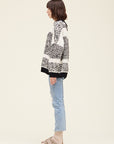 Lyra Black and Cream Striped Boucle Sweater