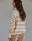 Maylee Cream and Peach Striped Sweater