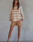Maylee Cream and Peach Striped Sweater