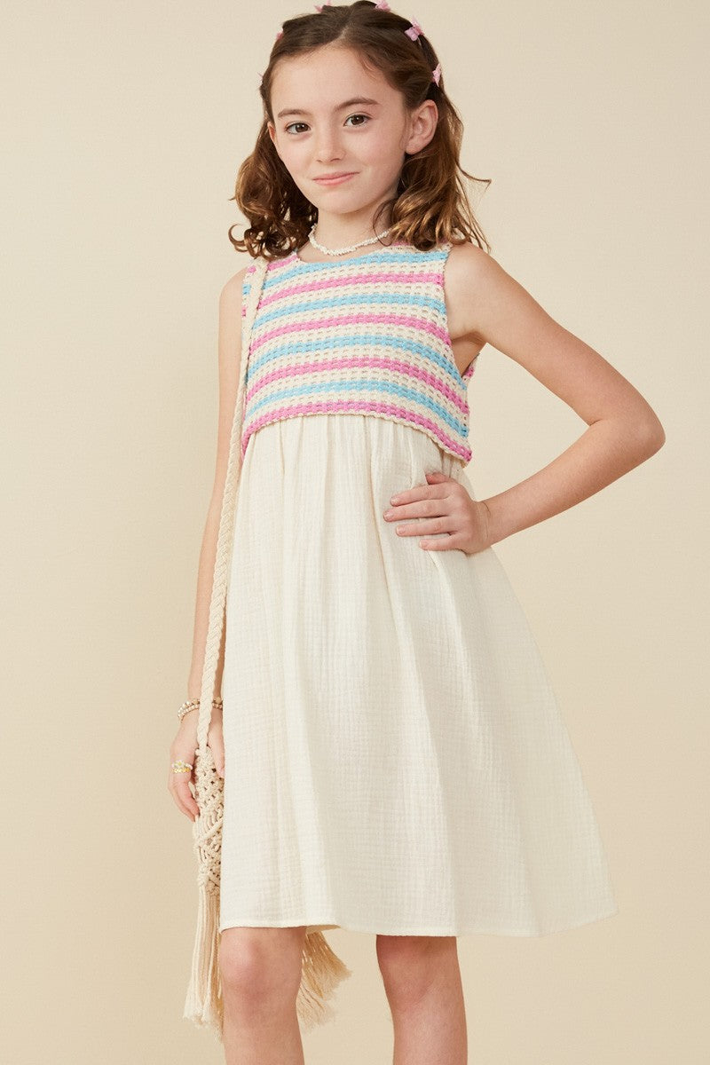 strapless open back dress Cotton Candy Knitted Tween Dress – Twirl Boutique