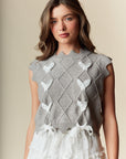 Kristy Grey Vest With Ribbon Detail