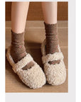 Floral Knit Crew Socks · Coffee