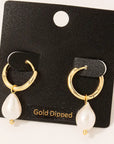 Gold Dipped Pearl Teardrop Earrings