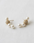 Zircon and Pearl Arc Earrings