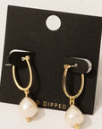 Gold Dipped Pearl Charm Earrings