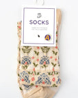Floral Embossed Socks · Beige