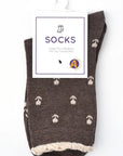 Floral Lace Trim Socks · Brown