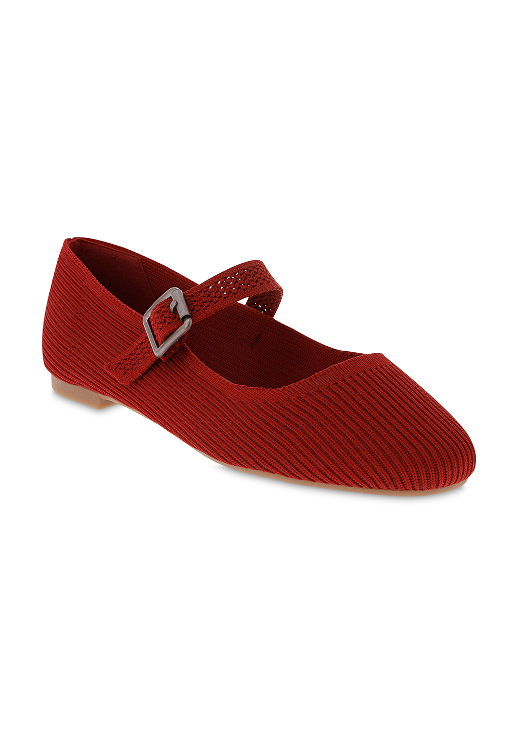 Zobia Knit Ballet Flats  ・Red