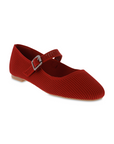 Zobia Knit Ballet Flats  ・Red
