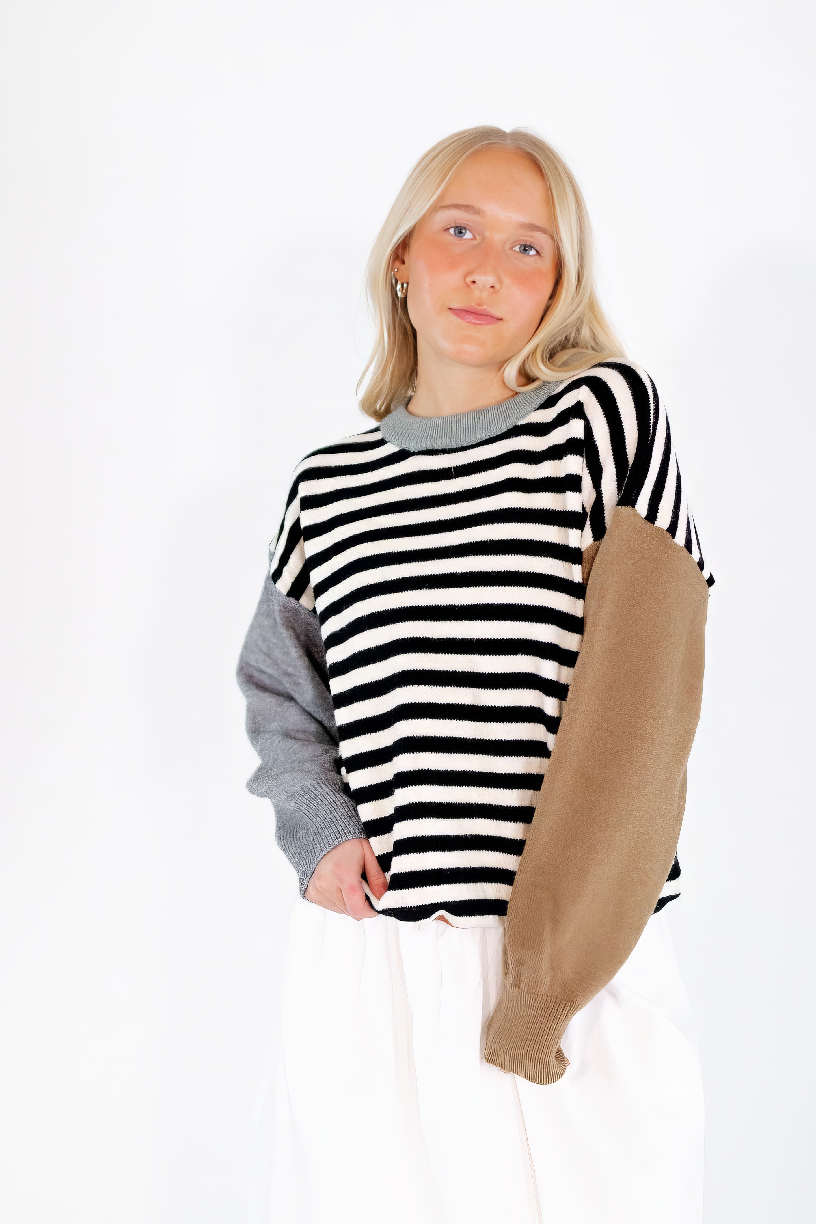 Aria Color Blocked Knit Sweater