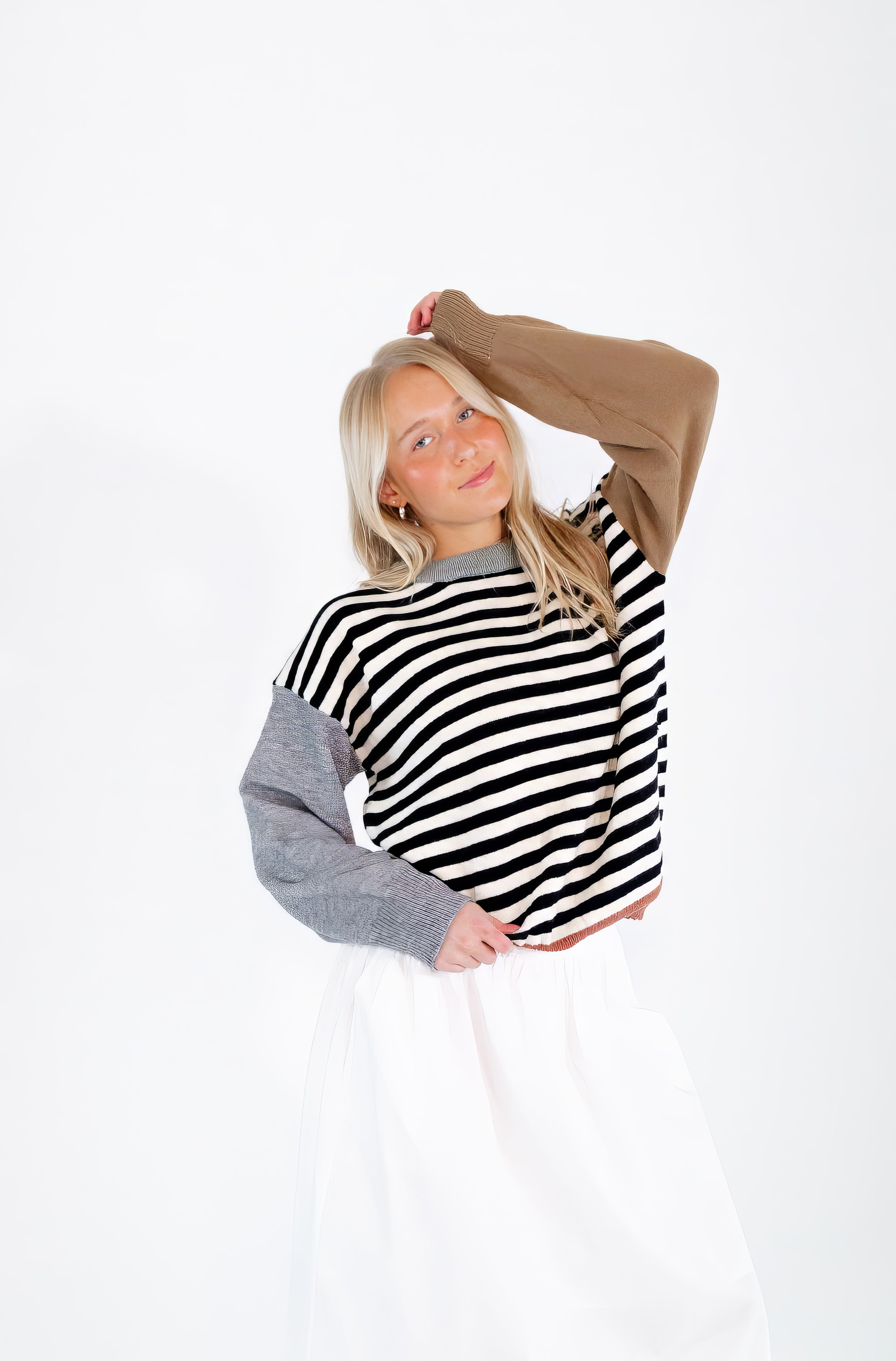 Aria Color Blocked Knit Sweater