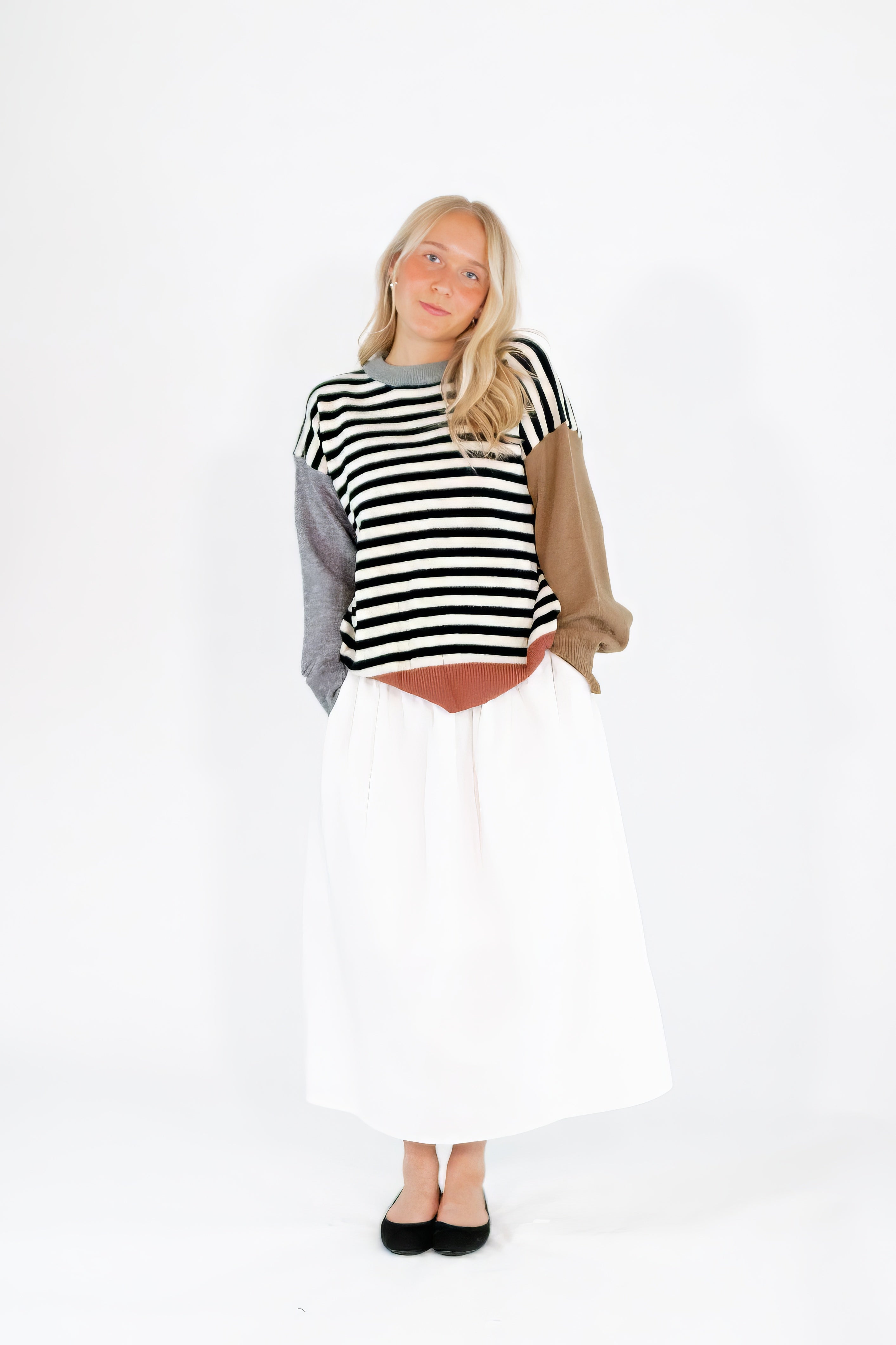 Aria Color Blocked Knit Sweater