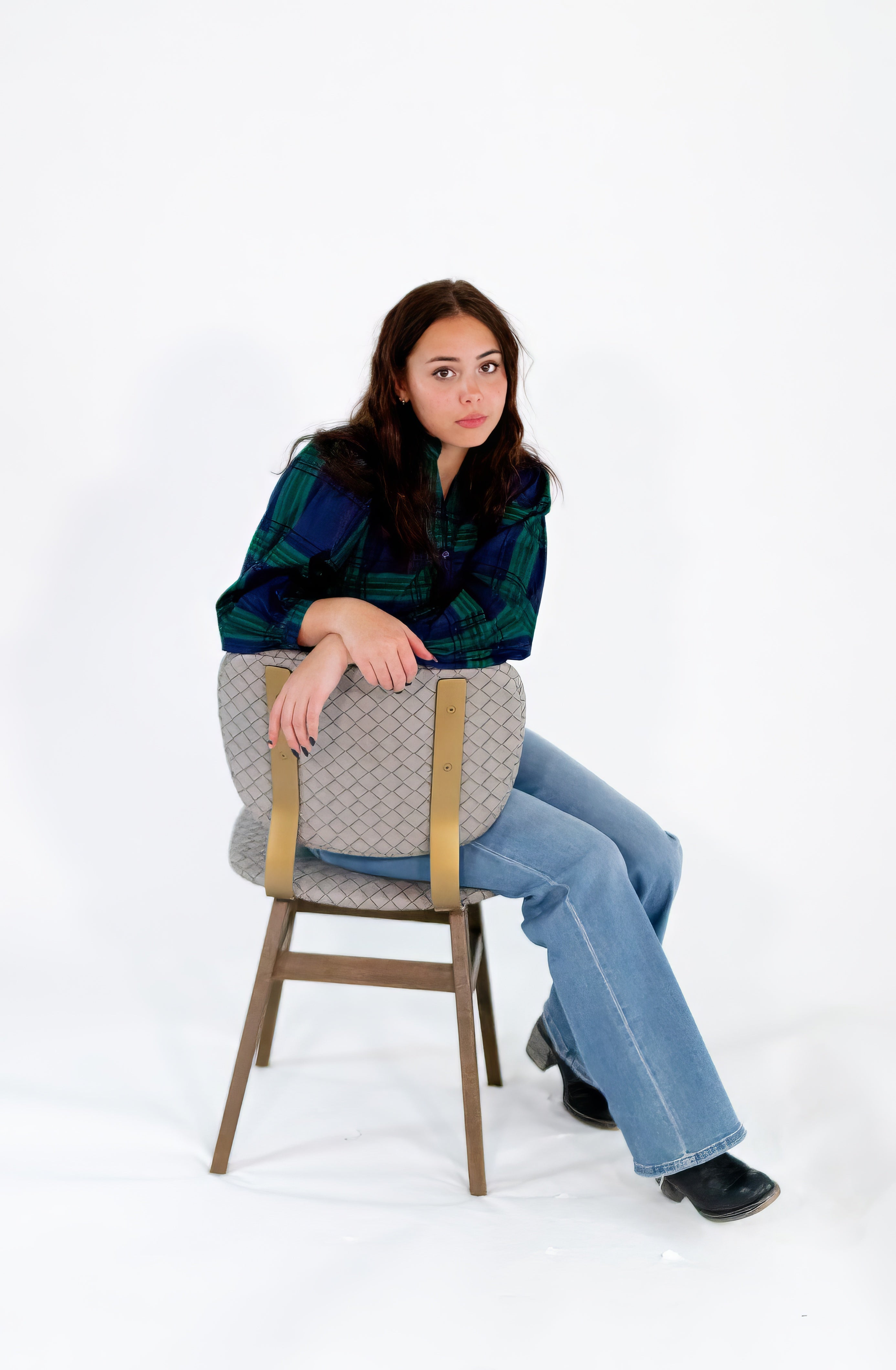 Enza Plaid Blouse