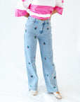 Embroidered Bouquet Denim