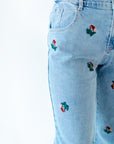Embroidered Bouquet Denim