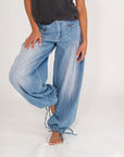Allie Rouched Denim Pants・Mid-Wash