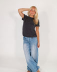 Allie Rouched Denim Pants・Mid-Wash