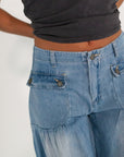 Allie Rouched Denim Pants・Mid-Wash