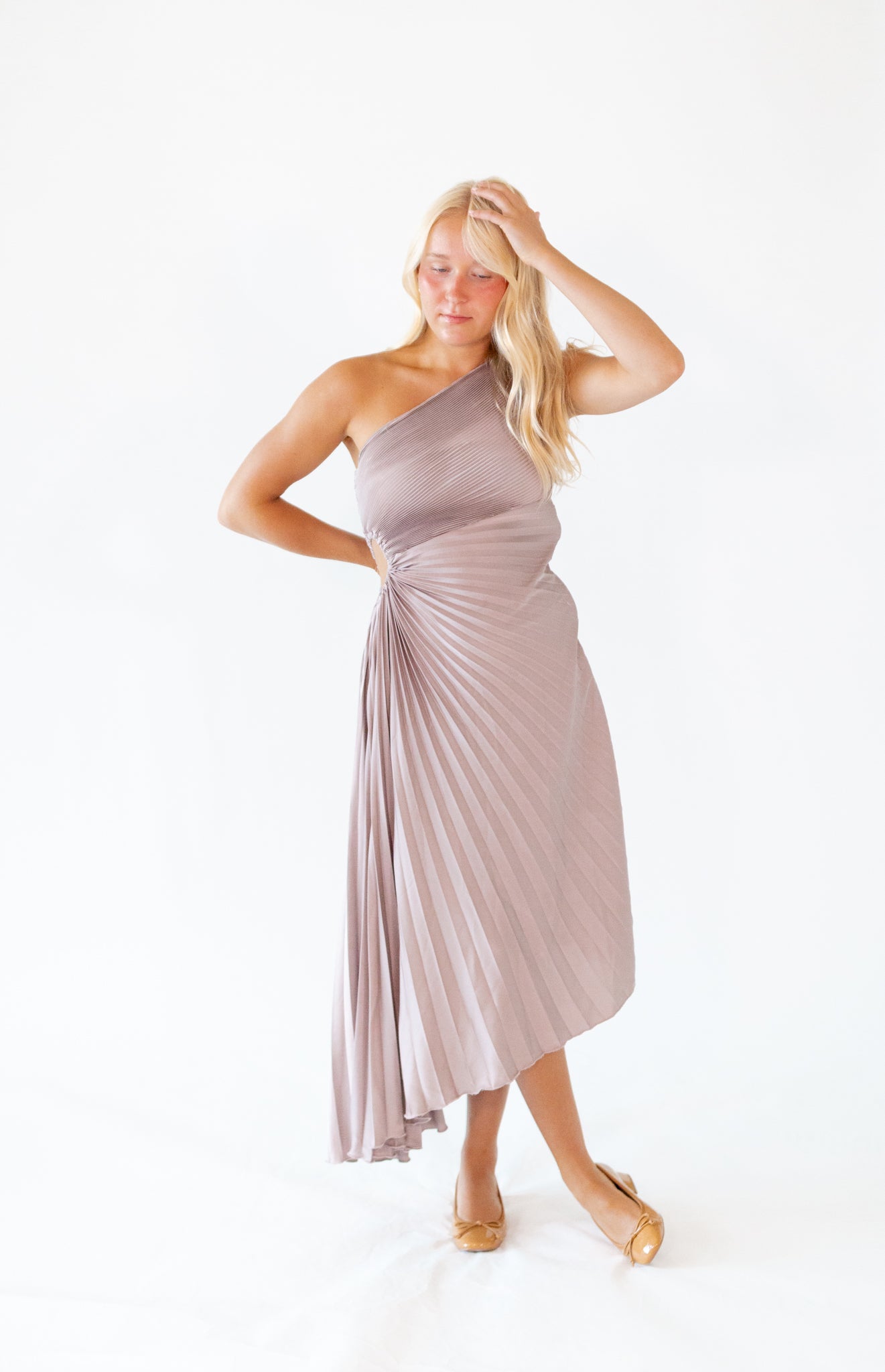 Golla Pleated One Shoulder Dress