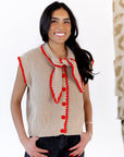 Oaklyn Tie Detail Button Up Top
