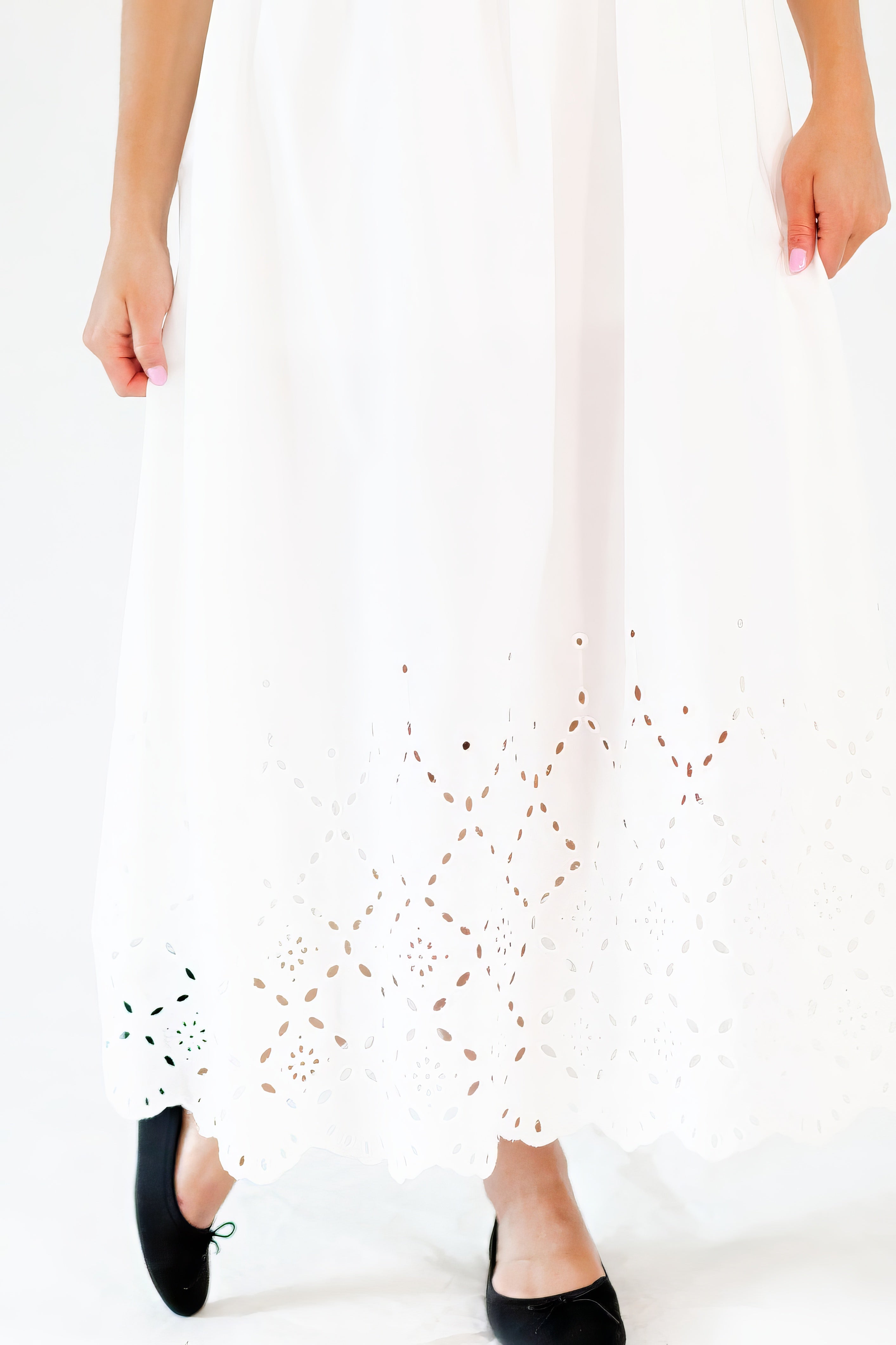 SPECTACULAR MAGIC WOVEN EYELET MIDI DRESS