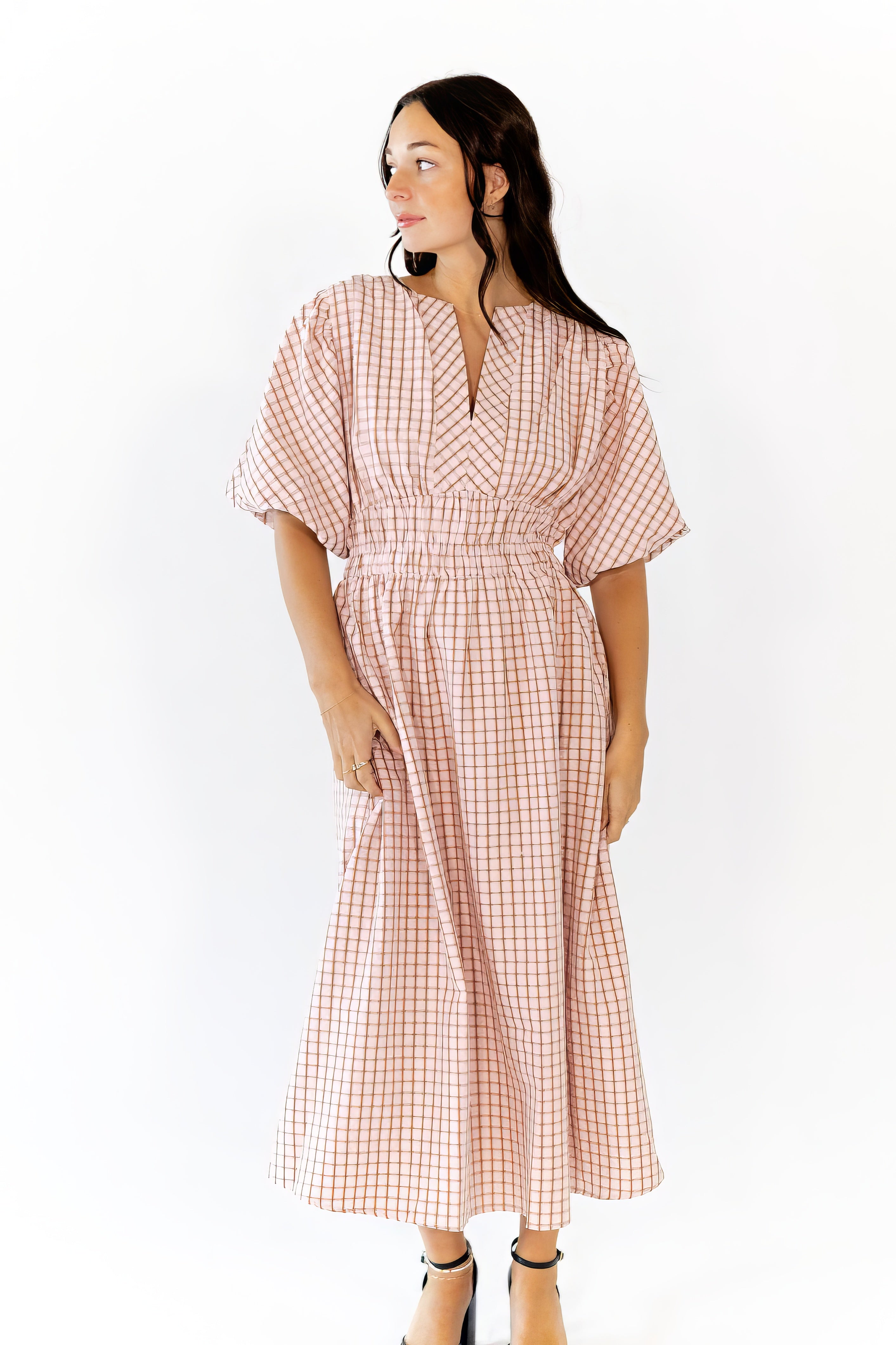 Tilly Checkered Midi Dress
