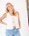Gina Pinstripe Tie Front Vest