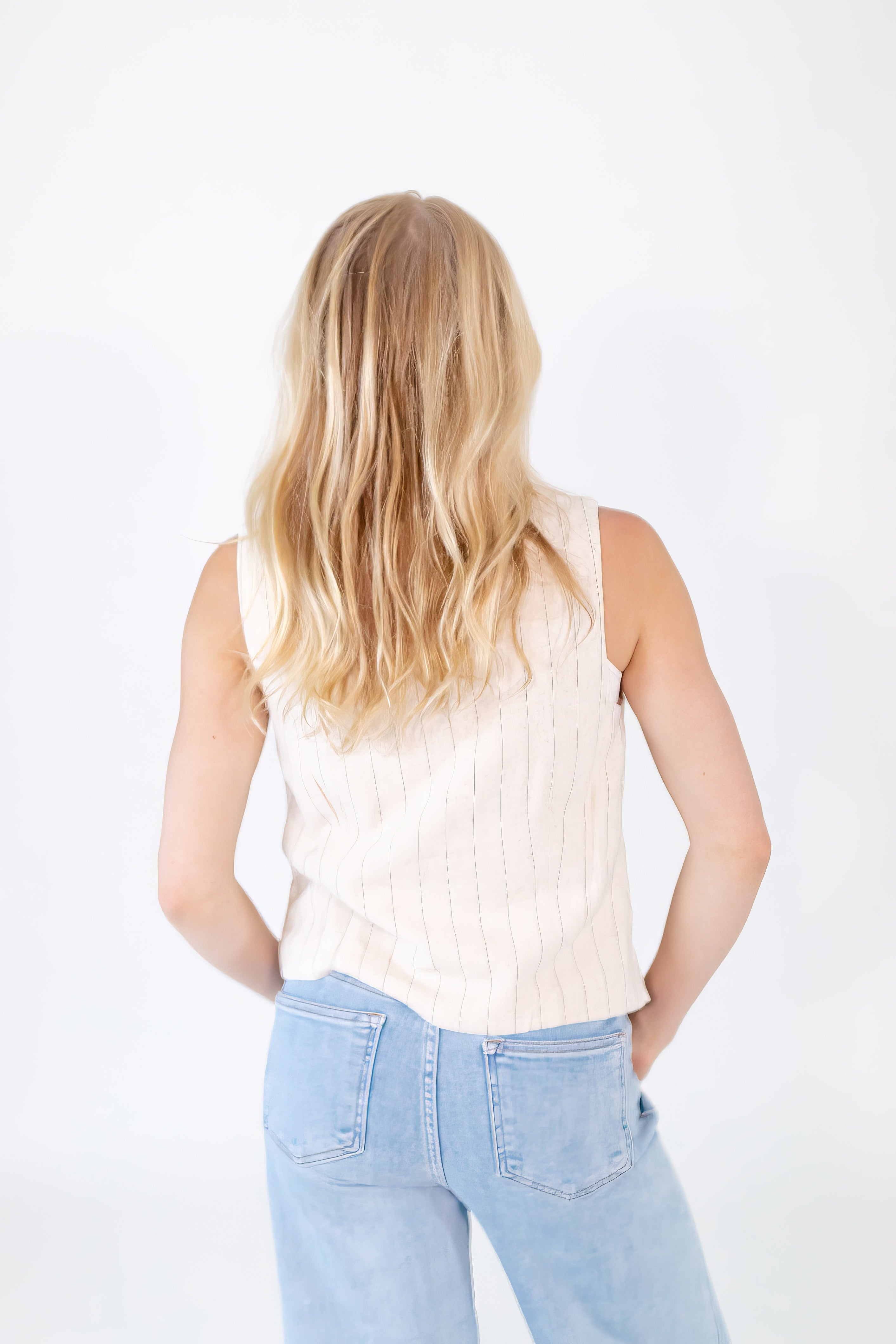Gina Pinstripe Tie Front Vest