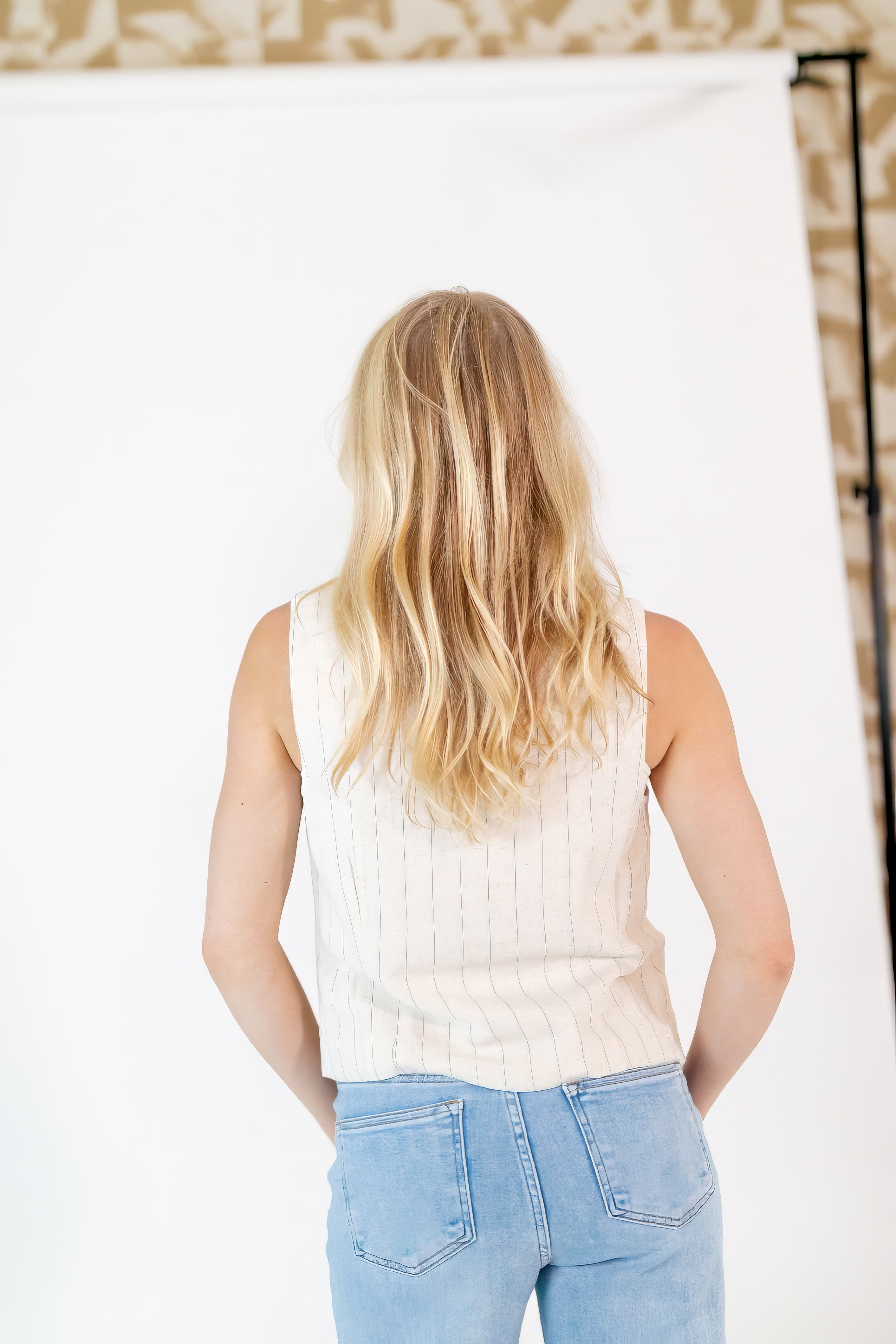 Gina Pinstripe Tie Front Vest