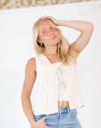 Gina Pinstripe Tie Front Vest