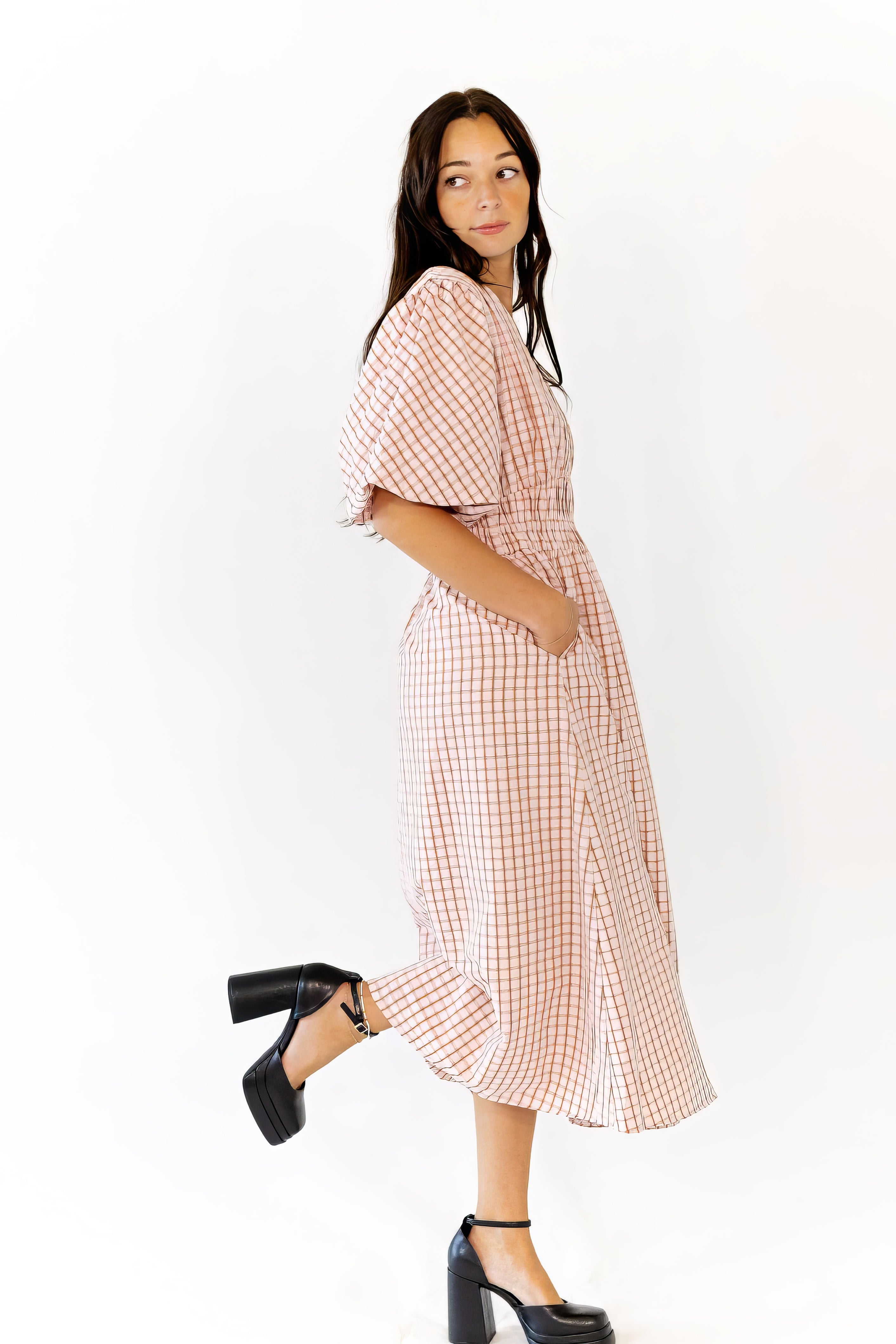 Tilly Checkered Midi Dress