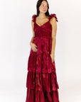Collina Tiered Satin Maxi