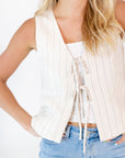 Gina Pinstripe Tie Front Vest