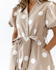 Bayside Polka Dot Dress · Taupe