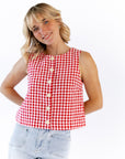 Cyra Plaid Button Down Tank