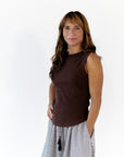 Rue Exposed Seam Tank · Chocolate
