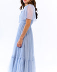 Celia Ruffled Mesh Dress · Dusty Blue
