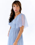 Celia Ruffled Mesh Dress · Dusty Blue