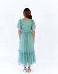 Celia Ruffled Mesh Dress · Sage Green