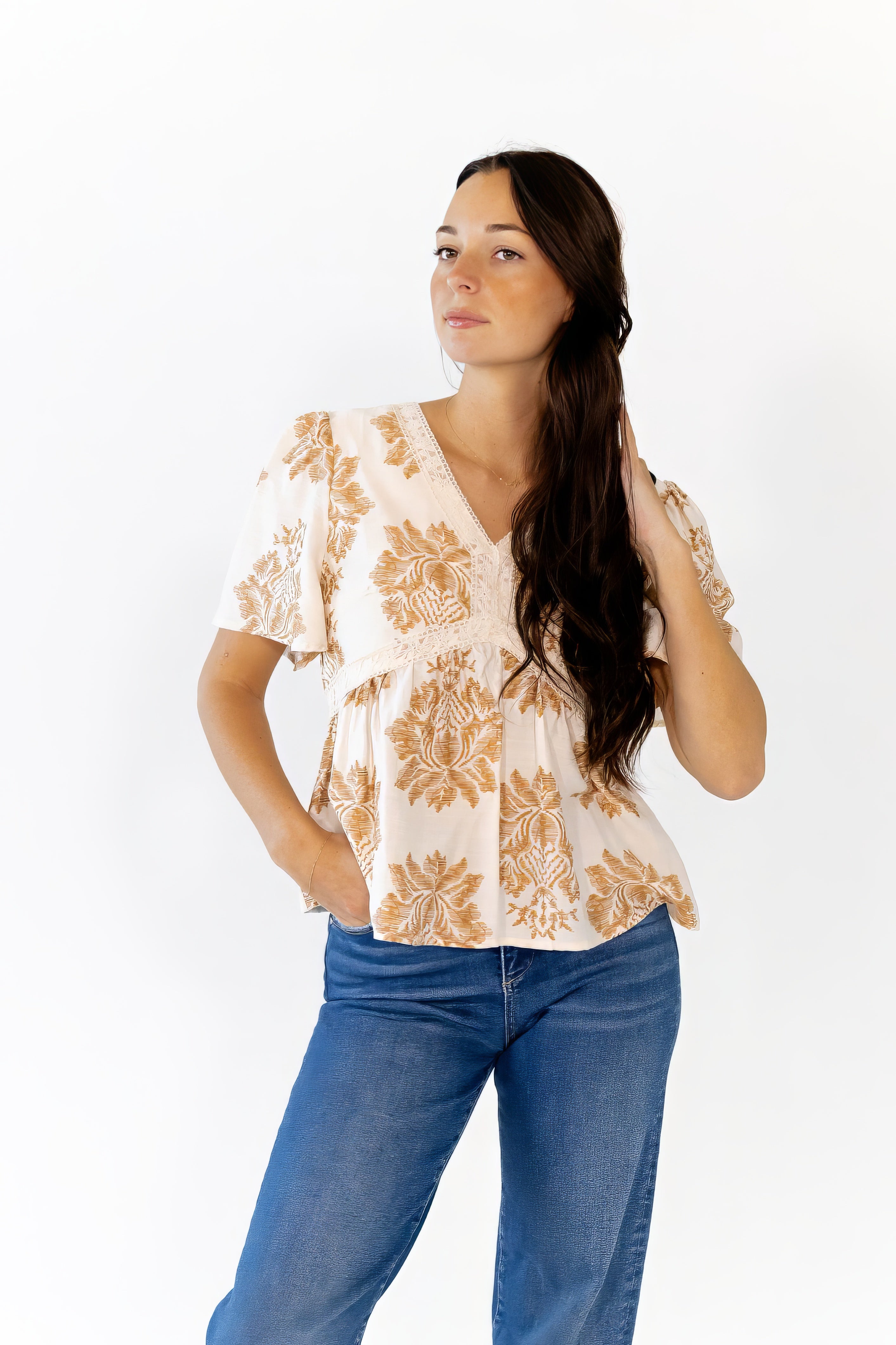 Albini Botanical V-Neck Top