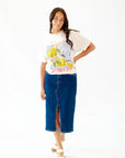 Ty Front Slit Denim Skirt