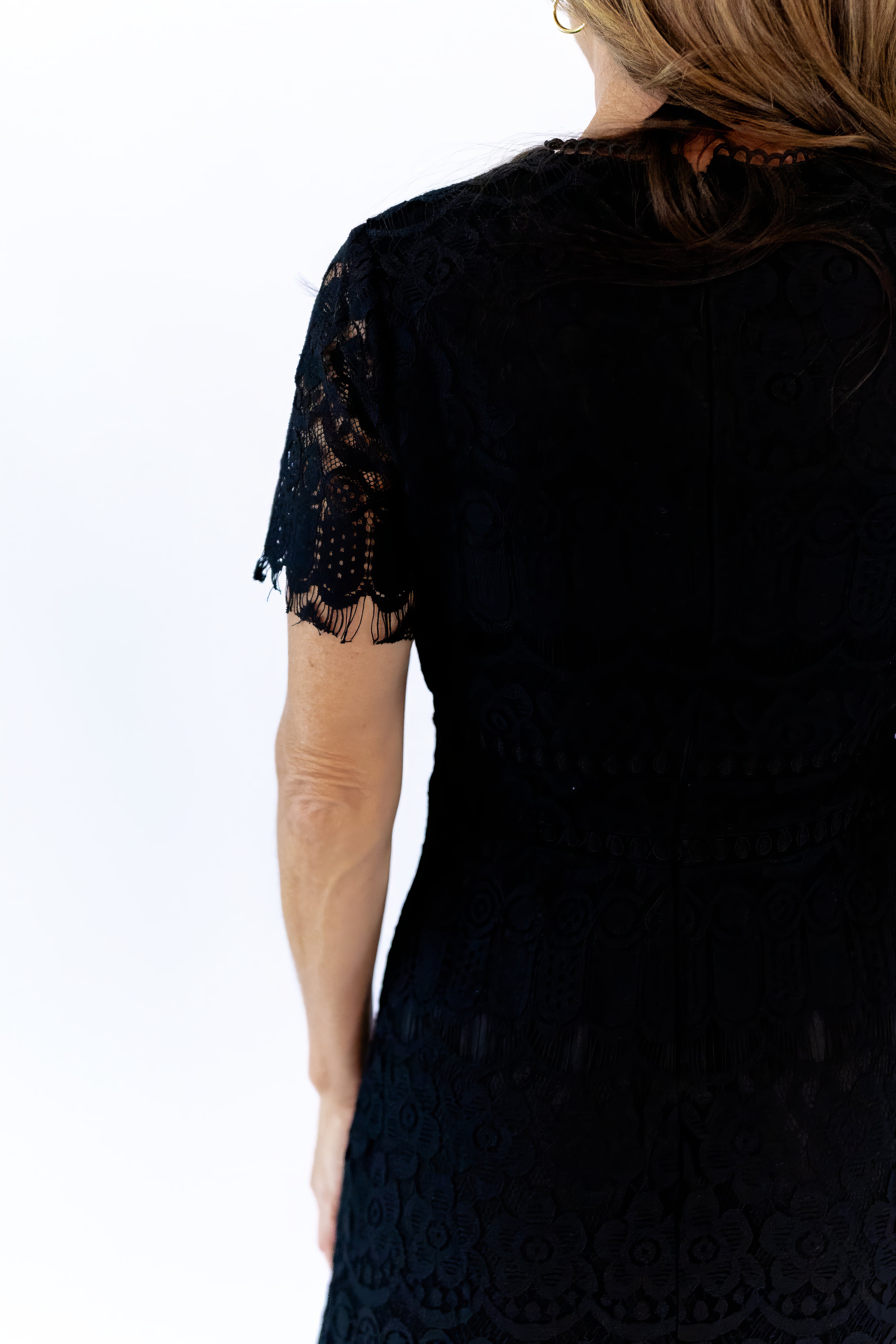 scalloped black lace dress Joy Scalloped Lace Dress Black Twirl Boutique
