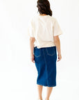 Ty Front Slit Denim Skirt