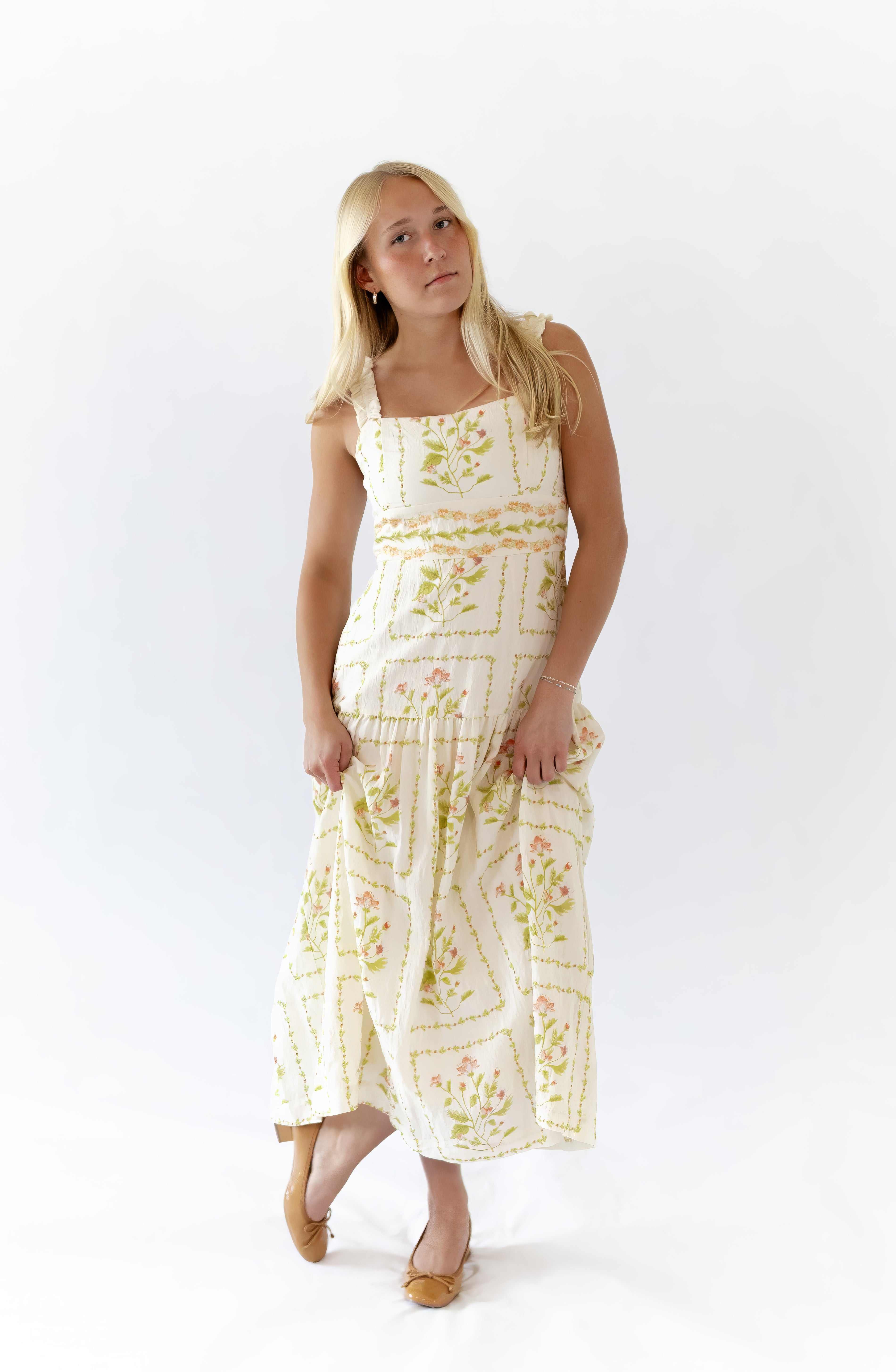 yellow and white floral midi dress Welsie Floral Midi Dress – Twirl Boutique