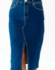 Ty Front Slit Denim Skirt