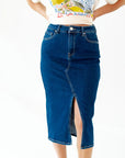 Ty Front Slit Denim Skirt