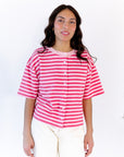 Wells Striped Button Up Top