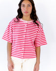 Wells Striped Button Up Top